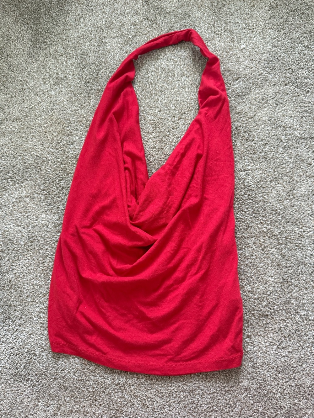 Women's Red Draped Halter Tank Top